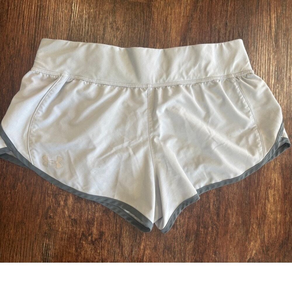 UNDER ARMOUR WOMENS SPEEDPOCKET RUNNING SHORTS GRAY ATHLETIC WORKOUT SIZE MEDIUM